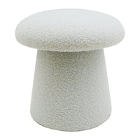 Set di 2 Pouf In Tessuto Teddy Mushy Bianco Ø 37x H 38 Cm