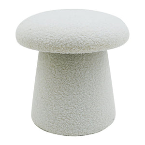 Set di 2 Pouf In Tessuto Teddy Mushy Bianco Ø 37x H 38 Cm