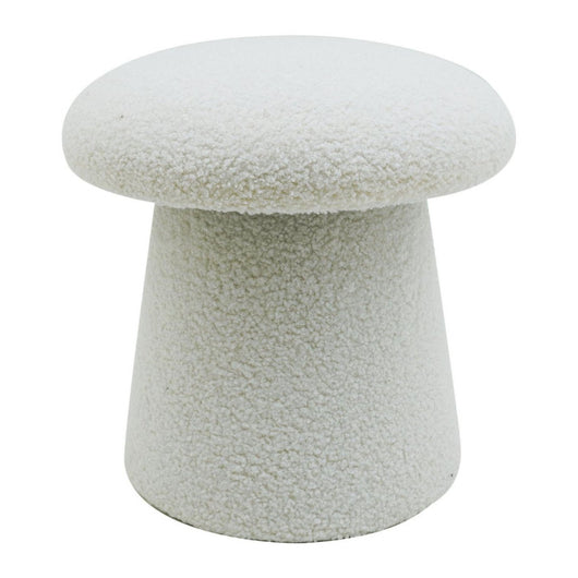 Set di 2 Pouf In Tessuto Teddy Mushy Bianco Ø 37x H 38 Cm