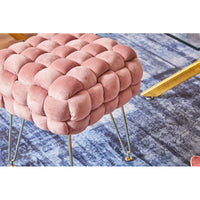 Set di 2 Pouf Intrecciato Sophie Rosa 
 Velluto 
Con Piedini Regolabili