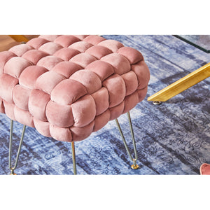 Set di 2 Pouf Intrecciato Sophie Rosa 
 Velluto 
Con Piedini Regolabili