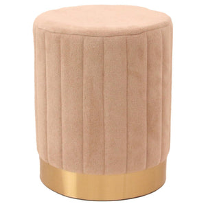Set di 2 Pouf Nadya In Velluto Beige Dimensione 31x31x38cm