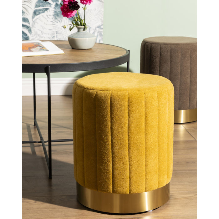Set di 2 Pouf Nadya In Velluto Ocra Dimensione 31x31x38cm
