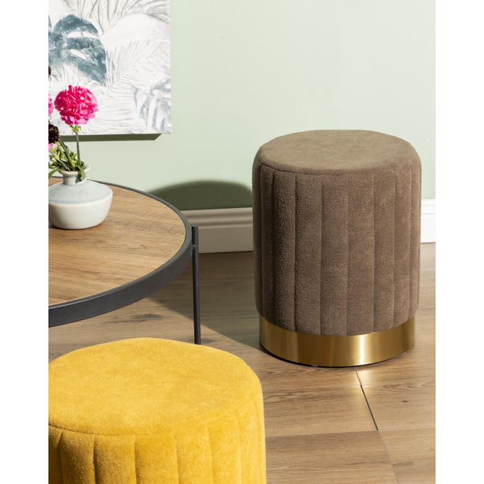 Set di 2 Pouf Nadya In Velluto Tortora Dimensione 31x31x38cm