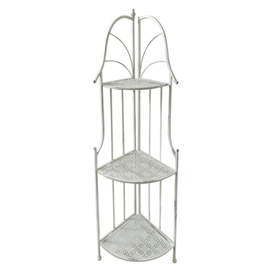 Set di 2 Scaffali Angolare 3ripiani Desdemona 30x30x120 Metallo Bianco Anticato