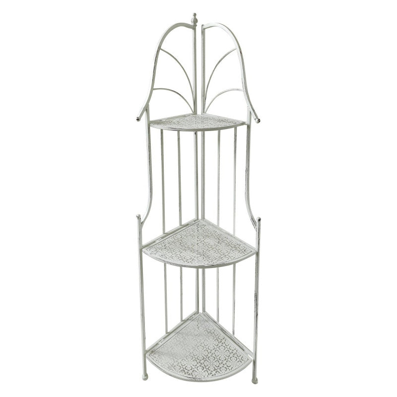 Set di 2 Scaffali Angolare 3ripiani Desdemona 30x30x120 Metallo Bianco Anticato