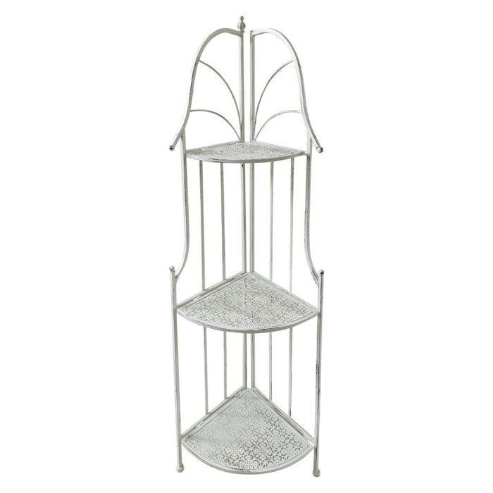 Set di 2 Scaffali Angolare 3ripiani Desdemona 30x30x120 Metallo Bianco Anticato