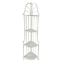 Set di 2 Scaffali Angolare 4ripiani Desdemona 30x30x160 Metallo Bianco Anticato