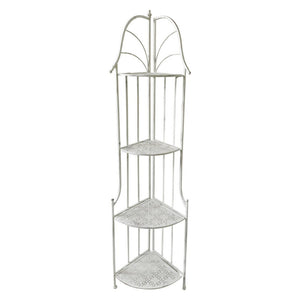 Set di 2 Scaffali Angolare 4ripiani Desdemona 30x30x160 Metallo Bianco Anticato