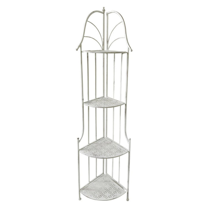 Set di 2 Scaffali Angolare 4ripiani Desdemona 30x30x160 Metallo Bianco Anticato