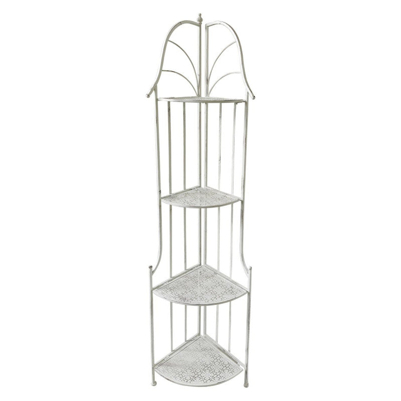 Set di 2 Scaffali Angolare 4ripiani Desdemona 30x30x160 Metallo Bianco Anticato