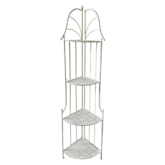 Set di 2 Scaffali Angolare 4ripiani Desdemona 30x30x160 Metallo Bianco Anticato