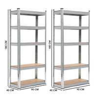 IDMarket - Set di 2 scaffali modulari per carichi pesanti H. 180 CM 10 vassoi