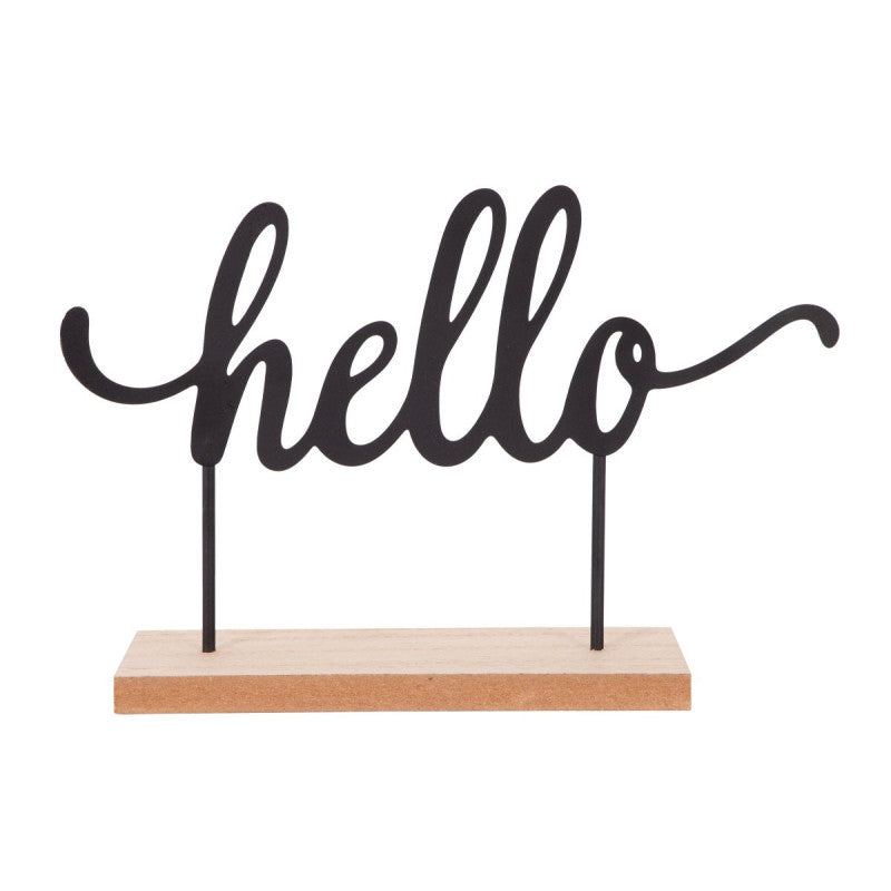 Set di 2 Scritta Decor Metallo Hello 24x8x16 Cm