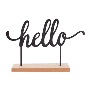 Set di 2 Scritta Decor Metallo Hello 24x8x16 Cm
