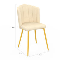 IDMarket - Set di 2 sedie a conchiglia ADELLA in velluto beige con gambe dorate