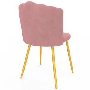 IDMarket - Set di 2 sedie a conchiglia ADELLA in velluto rosa con gambe dorate