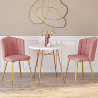 IDMarket - Set di 2 sedie a conchiglia ADELLA in velluto rosa con gambe dorate