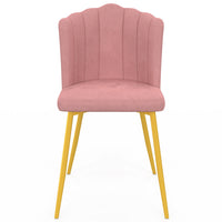 IDMarket - Set di 2 sedie a conchiglia ADELLA in velluto rosa con gambe dorate