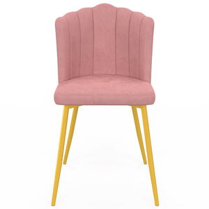 IDMarket - Set di 2 sedie a conchiglia ADELLA in velluto rosa con gambe dorate