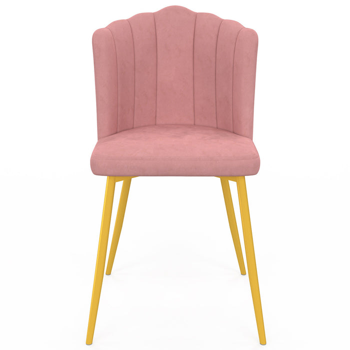 IDMarket - Set di 2 sedie a conchiglia ADELLA in velluto rosa con gambe dorate