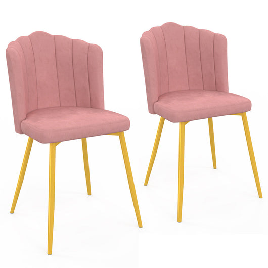 IDMarket - Set di 2 sedie a conchiglia ADELLA in velluto rosa con gambe dorate