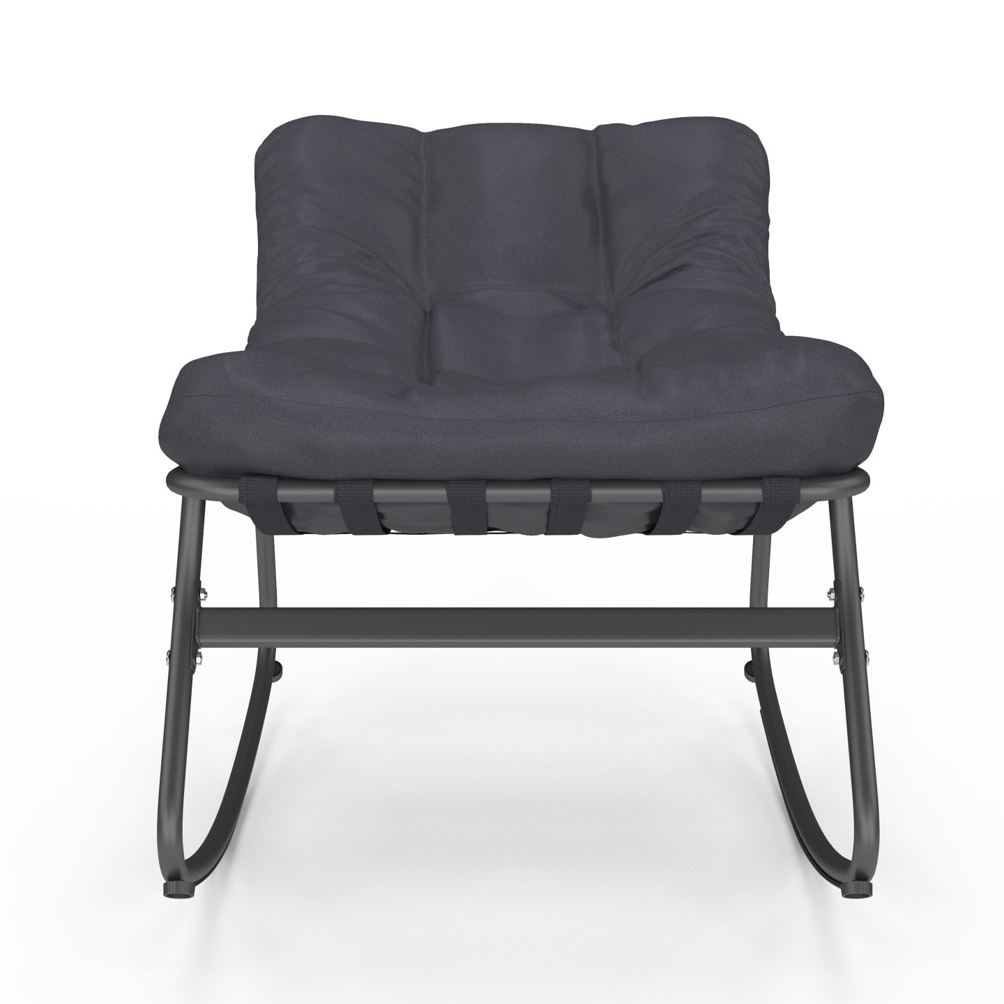 IDMarket - Set di 2 sedie a dondolo da giardino ARONA in grigio antracite con cuscini grigi