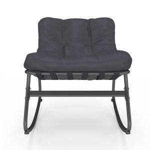 IDMarket - Set di 2 sedie a dondolo da giardino ARONA in grigio antracite con cuscini grigi