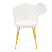 IDMarket - Set di 2 sedie ADELAIDE a guscio riccio bianco con gambe dorate