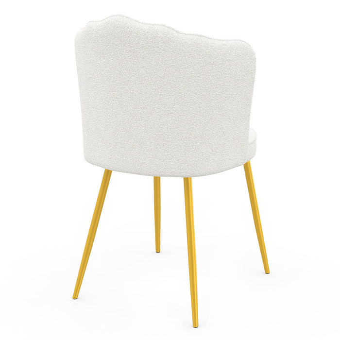 IDMarket - Set di 2 sedie ADELAIDE a guscio riccio bianco con gambe dorate