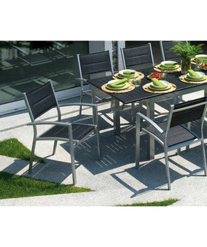 Set di 2 Sedie Amalfi MOIA in alluminio e textilene nero