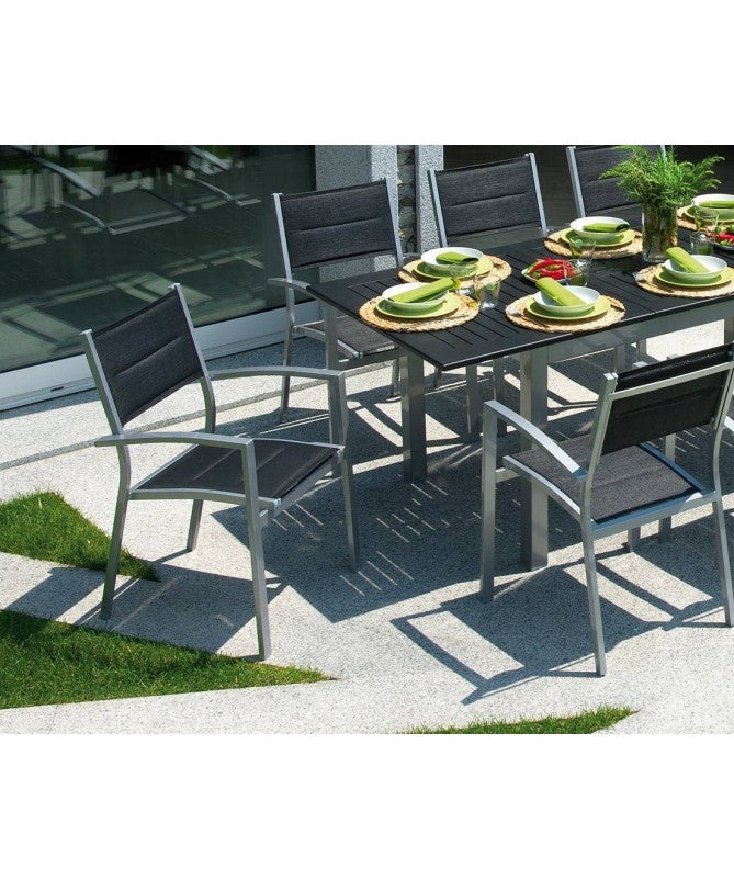 Set di 2 Sedie Amalfi MOIA in alluminio e textilene nero