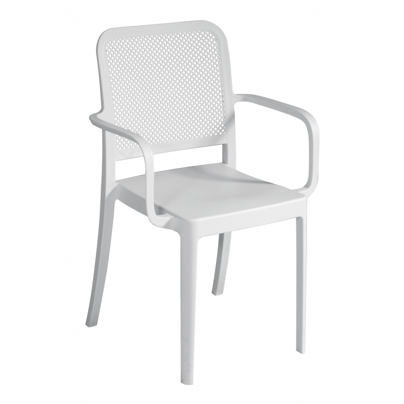Set Di 2 Sedie Catania In Polipropilene Traforata Con Braccioli Bianca Moia