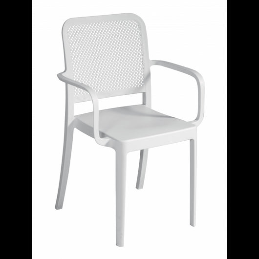 Set Di 2 Sedie Catania In Polipropilene Traforata Con Braccioli Bianca Moia
