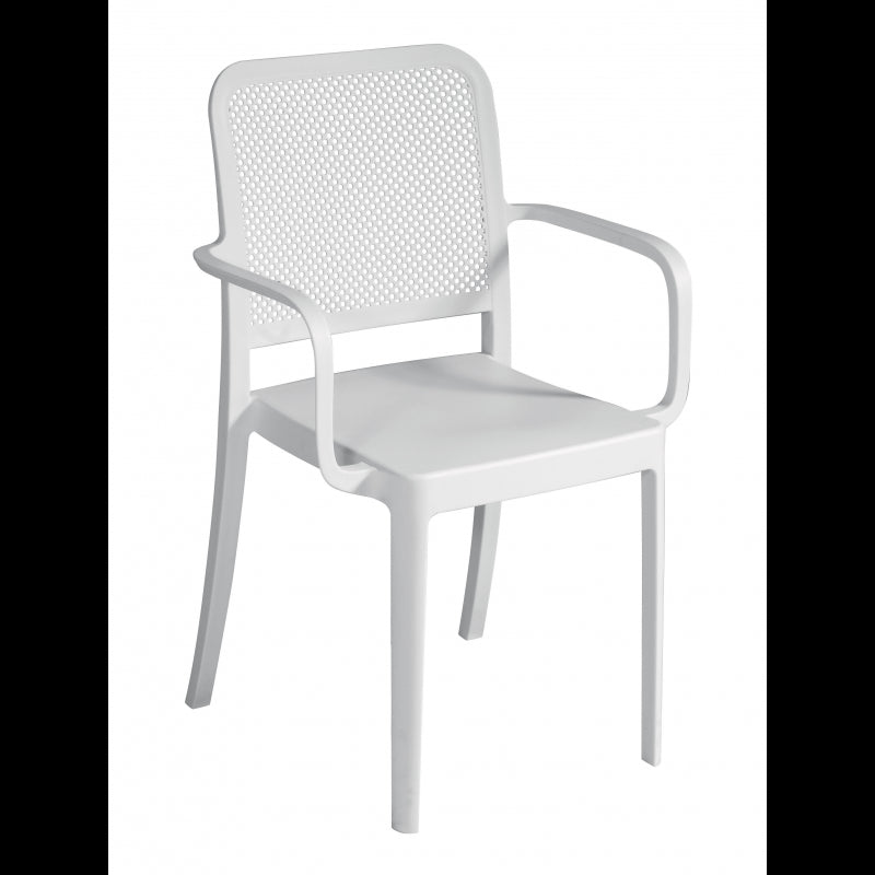 Set Di 2 Sedie Catania In Polipropilene Traforata Con Braccioli Bianca Moia