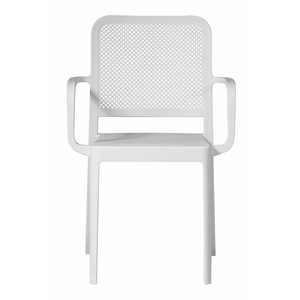 Set Di 2 Sedie Catania In Polipropilene Traforata Con Braccioli Bianca Moia