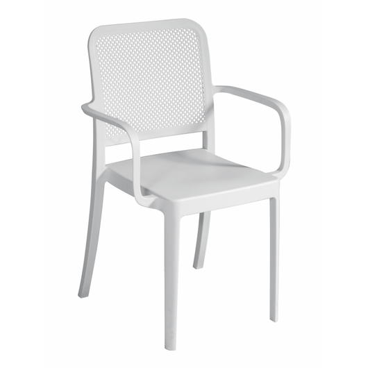 Set Di 2 Sedie Catania In Polipropilene Traforata Con Braccioli Bianca Moia
