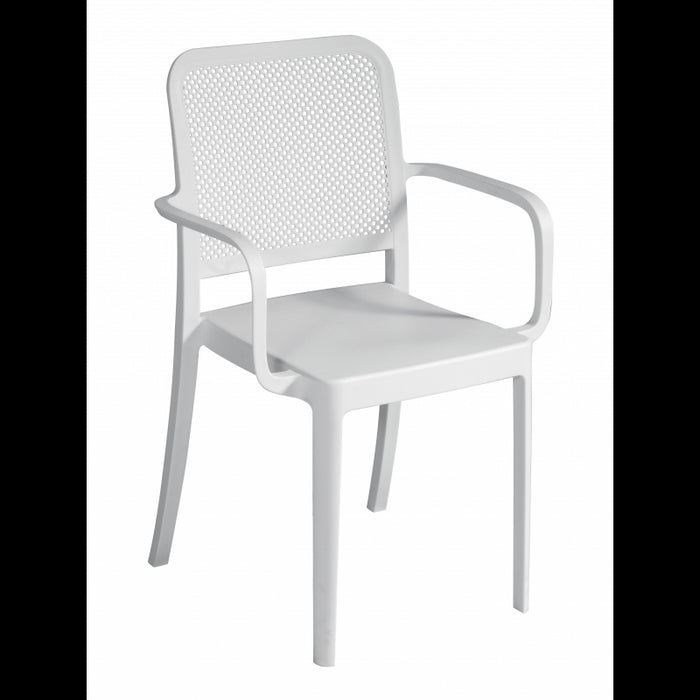 Set Di 2 Sedie Catania In Polipropilene Traforata Con Braccioli Bianca Moia