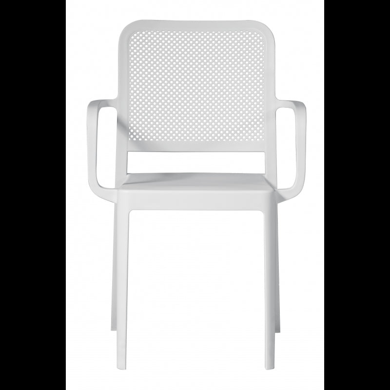 Set Di 2 Sedie Catania In Polipropilene Traforata Con Braccioli Bianca Moia