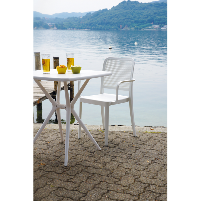 Set Di 2 Sedie Catania In Polipropilene Traforata Con Braccioli Bianca Moia