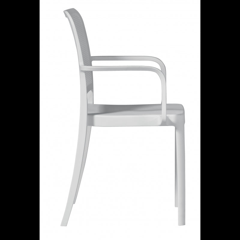 Set Di 2 Sedie Catania In Polipropilene Traforata Con Braccioli Bianca Moia