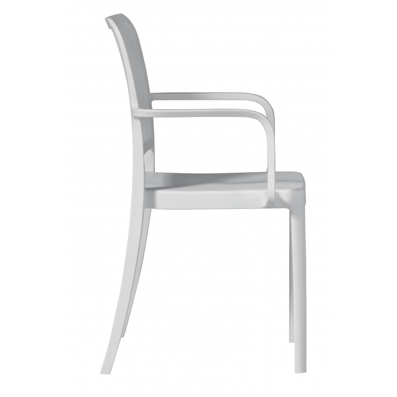 Set Di 2 Sedie Catania In Polipropilene Traforata Con Braccioli Bianca Moia