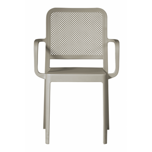 Set Di 2 Sedie Catania In Polipropilene Traforata Con Braccioli Tortora Moia