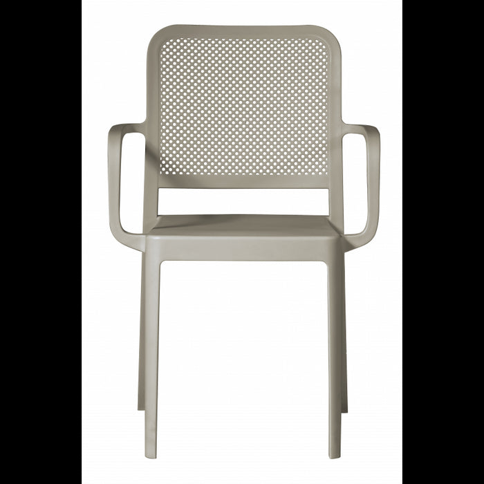 Set Di 2 Sedie Catania In Polipropilene Traforata Con Braccioli Tortora Moia