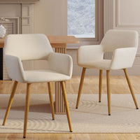 IDMarket - Set di 2 sedie da pranzo e poltrone da tavolo in velluto beige HOLY
