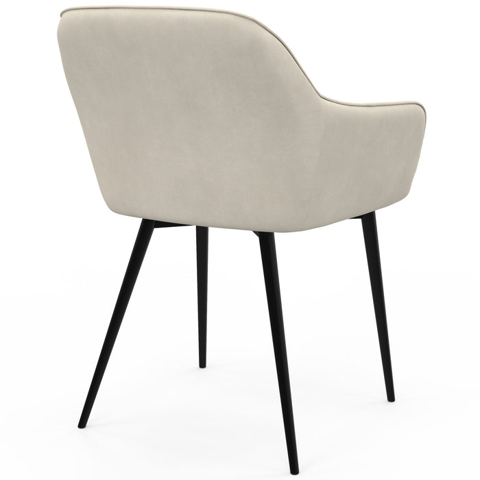 IDMarket - Set di 2 sedie da pranzo e poltrone da tavolo in velluto beige LYA