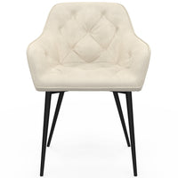 IDMarket - Set di 2 sedie da pranzo e poltrone da tavolo in velluto beige LYA