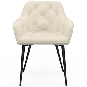 IDMarket - Set di 2 sedie da pranzo e poltrone da tavolo in velluto beige LYA