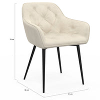 IDMarket - Set di 2 sedie da pranzo e poltrone da tavolo in velluto beige LYA