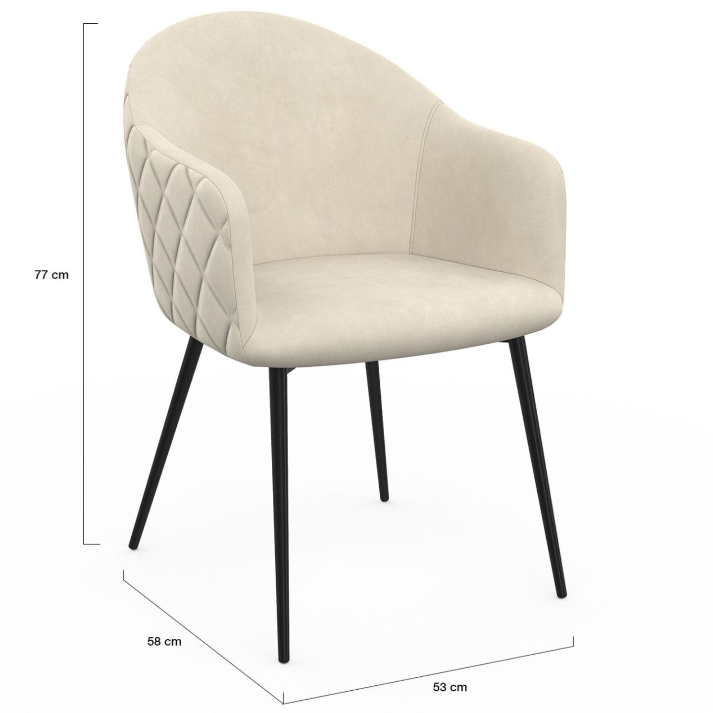 IDMarket - Set di 2 sedie da pranzo e poltrone da tavolo MOLY in velluto goffrato beige